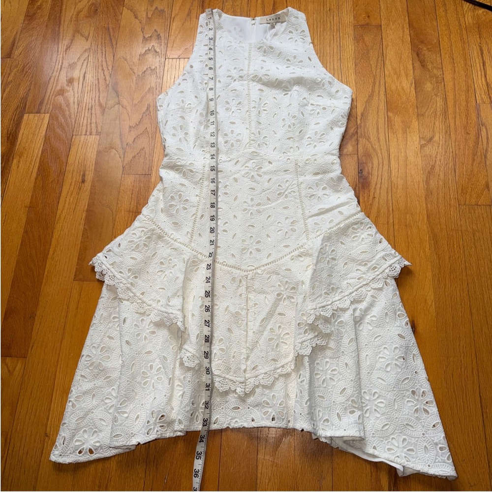NEW Lenon White Eyelet Lace Tiered Ruffle Sleeveless Dress XS Brunch Bridal - Picture 11 of 11